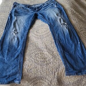 Mens Affliction Distressed Blue Jeans
